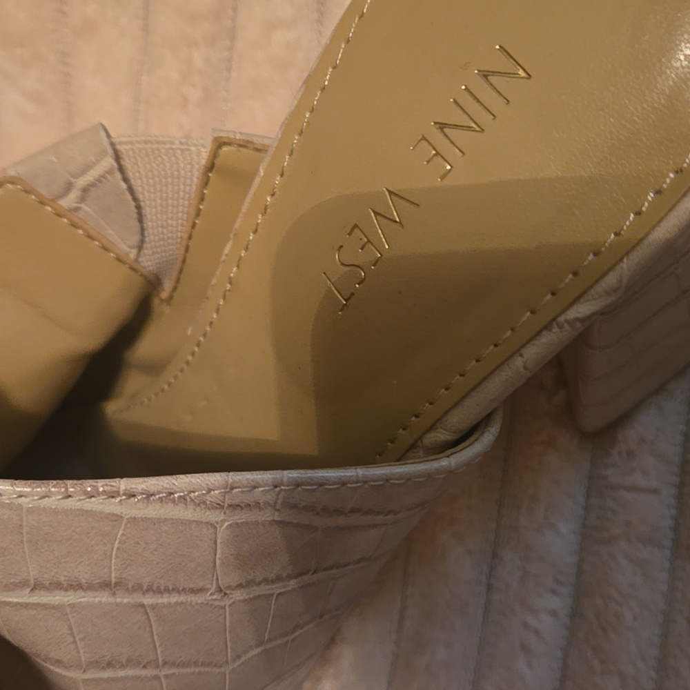 Nine West Beige Croc-Patterned Mules - Picture 10 of 13